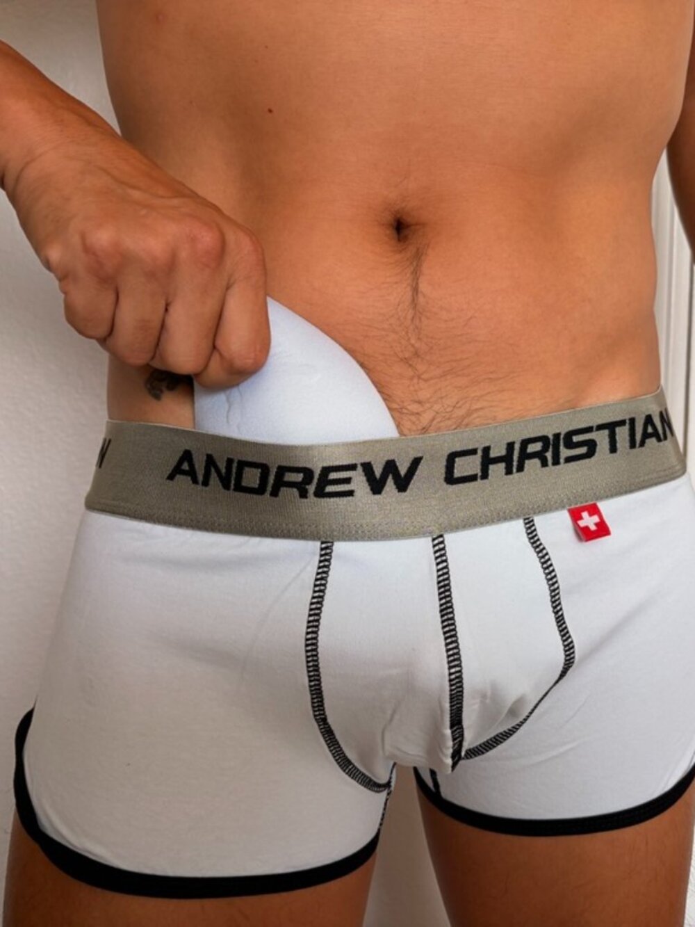 Andrew Christian Vintage Boxer Briefs Trunks Large White NEW